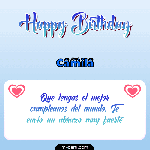 Qué tengas el mejor cumpleaños del mundo. Te envio un abrazo muy fuerte Camila