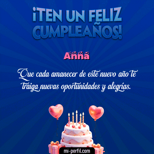 Gif Te un Feliz Cumpleaños Anna