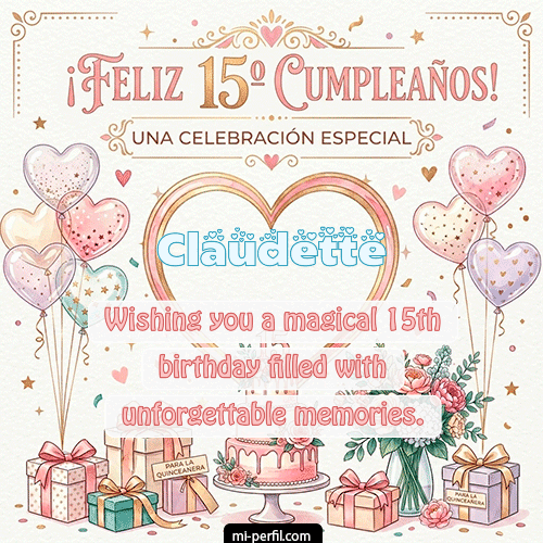 Feliz Cumpleaños XV Años Claudette