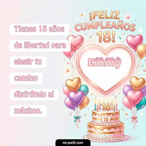 Gif Feliz Cumpleaños 18 Emmy