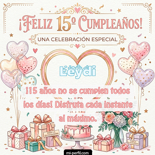 Gif Feliz Cumpleaños XV Años Leydi