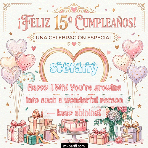 Gif Feliz Cumpleaños XV Años Stefany
