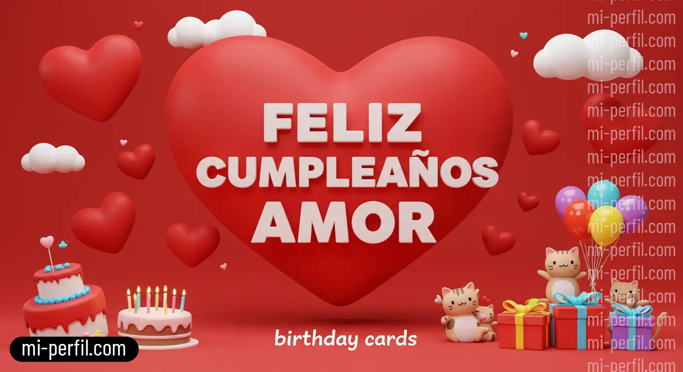 Feliz Cumpleaños Amor | Tarjetas e Imágenes de Cumpleaños Descargar, image size:1408x768